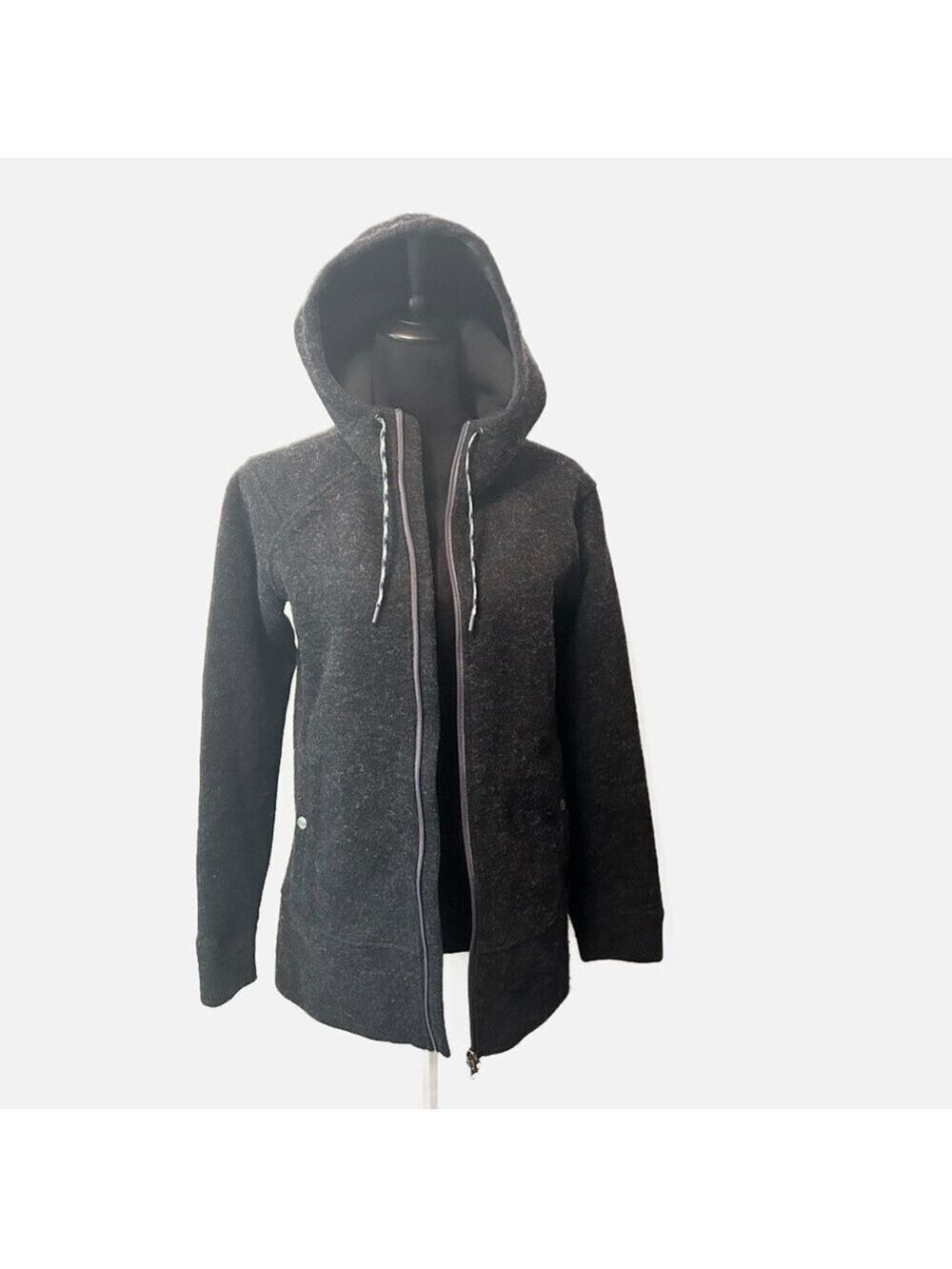 Outdoor Research Women’s Jacket Black Wool Blend Full Zip Medium Hood Hiking